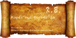Kopányi Borbála névjegykártya
